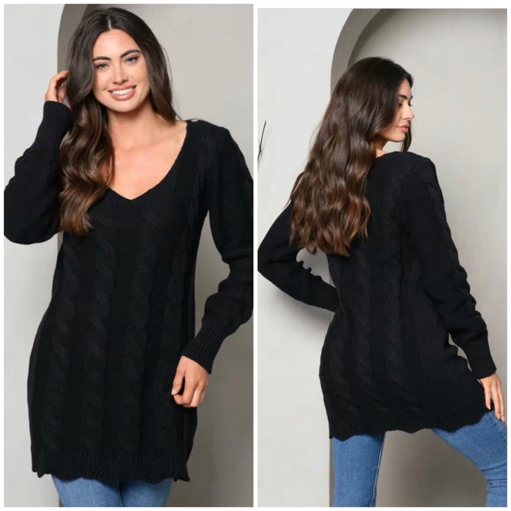 LONG SLEEVE KNIT V-NECK SWEATER